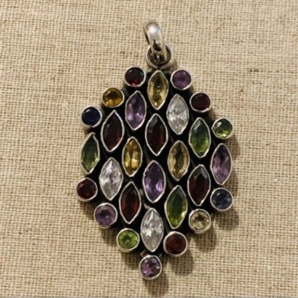 Multicolored Stone Sterling Silver Pendant